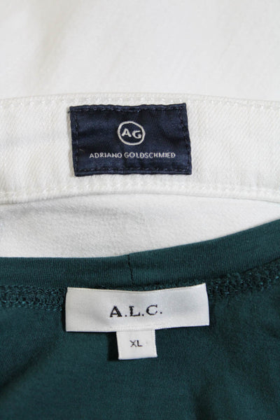 ALC AG Adriano Goldschmied Womens Blouse Top Jeans Green Size 27 XL Lot 2