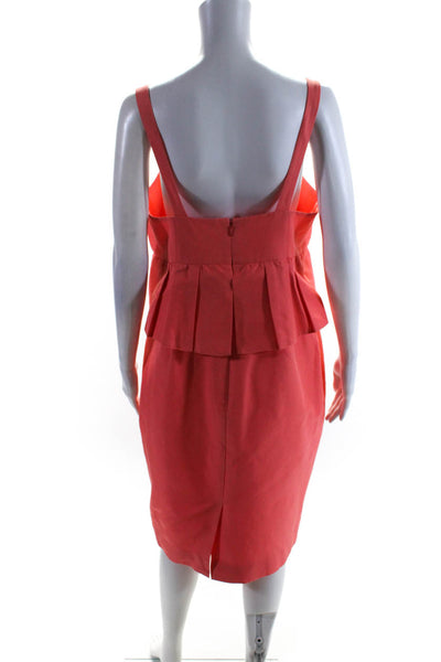 J Crew Womens Cotton Ruffled Pleated Zipped Sleeveless Shift Dress Pink Size 12