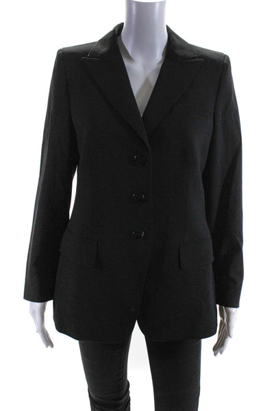 Armani Collezioni Women's Collar Long Sleeves Lined Blazer Black Size 8