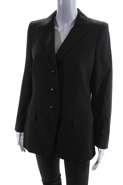 Armani Collezioni Women's Collar Long Sleeves Lined Blazer Black Size 8