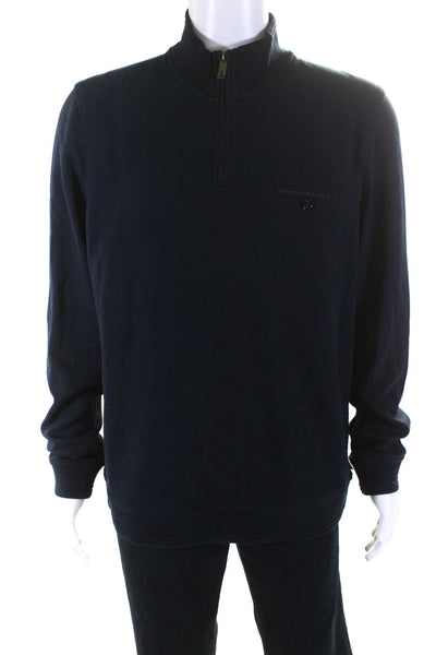 Ted Baker Mens Textured Long Sleeve Half Zipped Pullover Sweater Navy Size 5