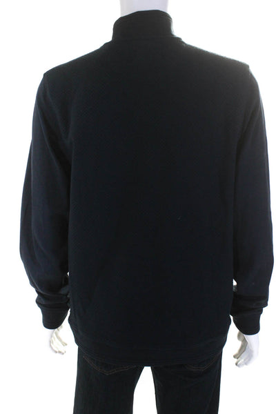 Ted Baker Mens Textured Long Sleeve Half Zipped Pullover Sweater Navy Size 5