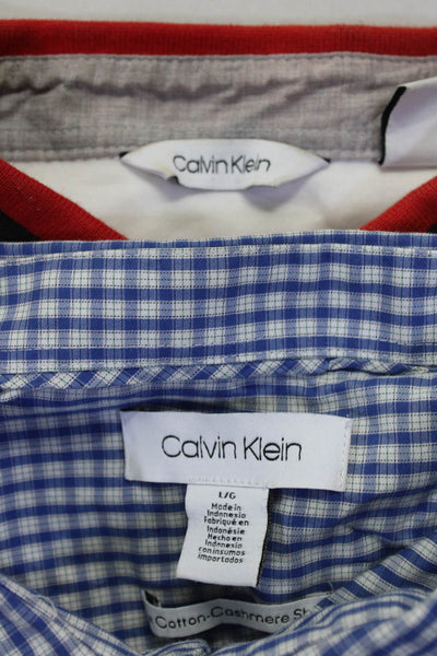 Calvin Klein Men's Collar Long Sleeves Button Down Shirt Plaid Size L Lot 2