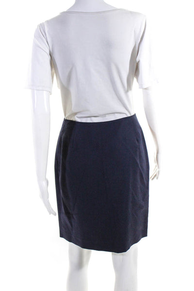 Kors Womens Overlap Buttoned Wrapped Lined Darted Short Skirt Navy Size 6