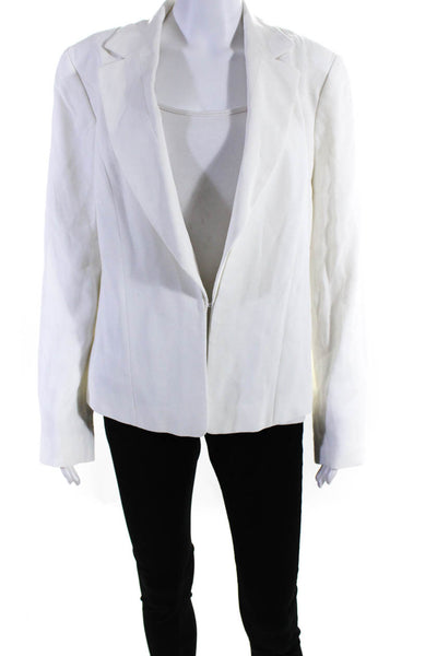 Classiques Entier Womens Hook & Loop Long Sleeve Darted Blazer White Size 12