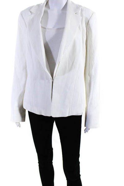 Classiques Entier Womens Hook & Loop Long Sleeve Darted Blazer White Size 12