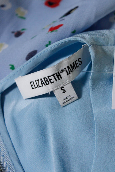 Elizabeth & James Womens Silk Overlay Crew Neck Tank Top Blouse Blue Size S
