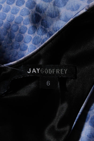 Jay Godfrey Womens Satin Snakeskin Printed Sleeveless Peplum Blouse Blue Size 6