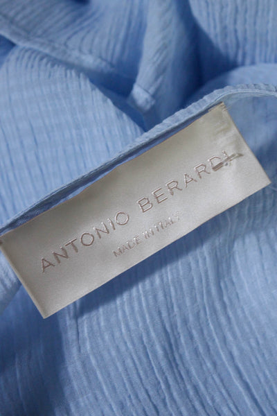 Antonio Berardi Womens Cotton Gauze Button Up Dolman Sleeve Blouse Blue Size 44