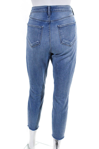 L'Agence Womens Blue Light Wash Ripped High Rise Skinny Leg Jeans Size 27