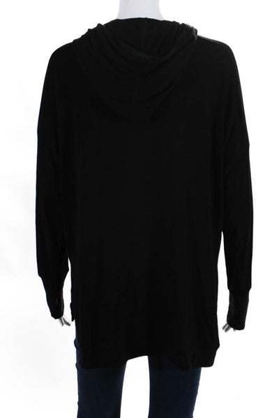 Nesh NYC Womens Black Full Zip Slit Front Pockets Long Sleeve Hoodie Size M