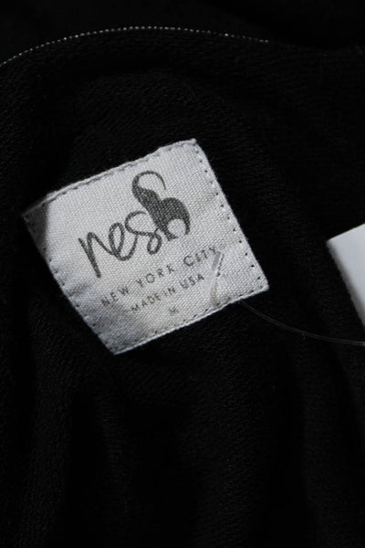 Nesh NYC Womens Black Full Zip Slit Front Pockets Long Sleeve Hoodie Size M
