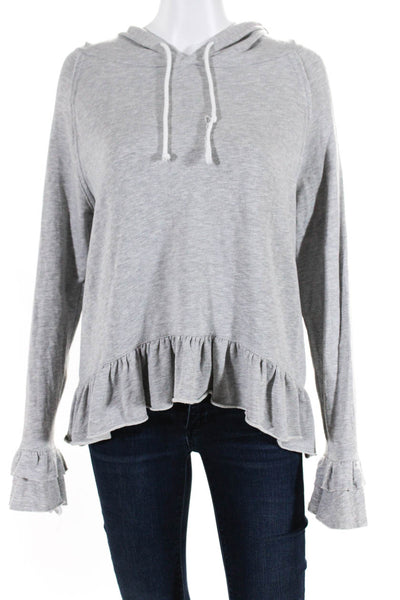 Generation Love Womens Gray Hooded Ruffle Long Sleeve Pullover Hoodie Size L