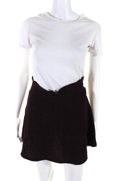 Reformation Womens Back Zip Knee Length Knit A Line Skirt Merlot Red Size Small