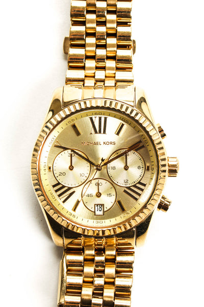 Michael Michael Kors Womens Oversized Gold Tone Wrist Watch 256400