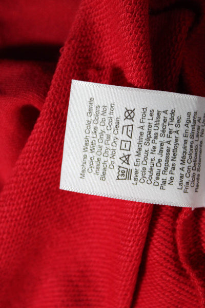 DKNY Jeans Womens Cotton Knit Hooded Graphic Print Cropped Sweatshirt Red Size S