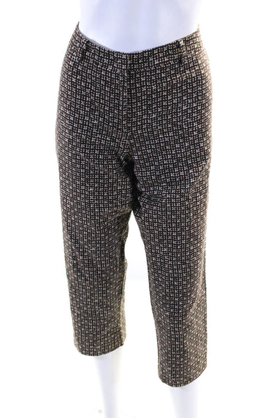 Weekend Max Mara Womens Dotted Cropped Stretch Pants Brown Green Cream Size 10