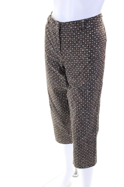 Weekend Max Mara Womens Dotted Cropped Stretch Pants Brown Green Cream Size 10