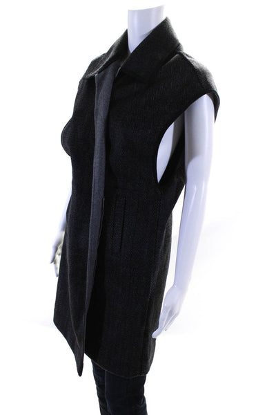 Cabi Womens Herringbone Sleeveless Open Front Cardigan Gray Black Size XS/S