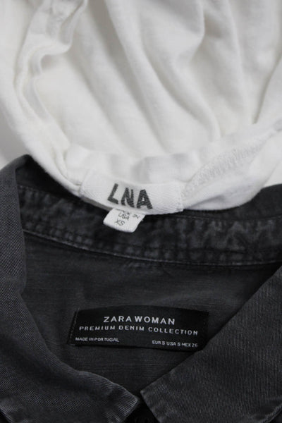 Zara LNA Women's Button Up Long Sleeve Casual Top Gray Size S XS, Lot 2