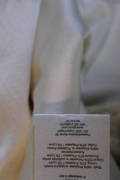 Ganni Women's Lined Sleeveless Sequin Split Seam Blouse Off White Size 34