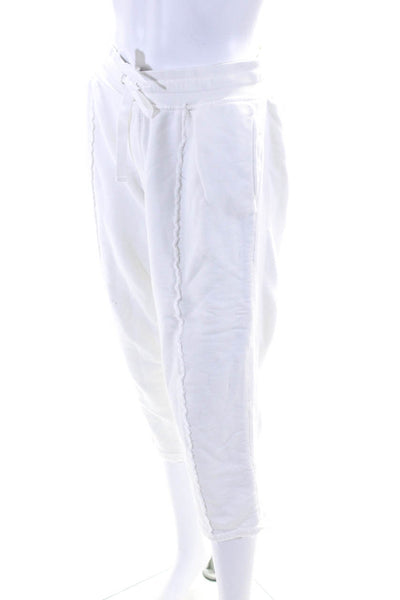 ATM Women's Cropped Drawstring Jogger Trousers White Size S