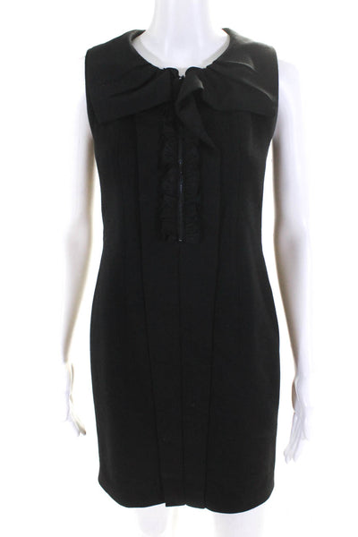 T Tahari Women's Round Neck Sleeveless A-Line Mini Dress Black Size 2