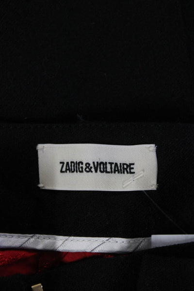 Zadig & Voltaire Womens Striped Hook & Eye Buttoned Dress Pants Black Size EUR36