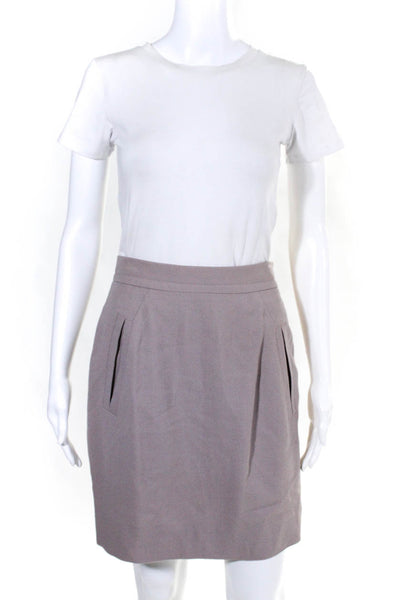 Charlotte Neuville Womens Two Pocket Short Straight Pencil Skirt Taupe Size 8
