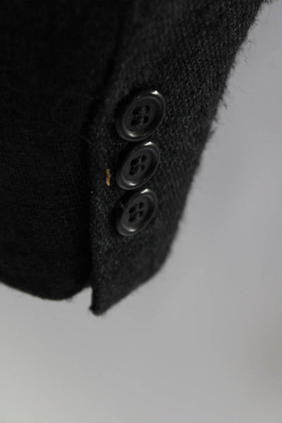 Neiman Marcus Mens Two Button Hopsack Woven Blazer Sport Coat Black Size 46