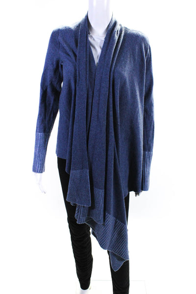 Lafayette 148 New York Womens Cashmere Draped Open Front Cardigan Blue Size M