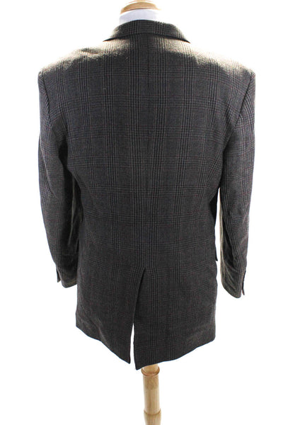 Woolrich Mens Plaid Two Button Blazer  Brown Wool Size 42 Regular