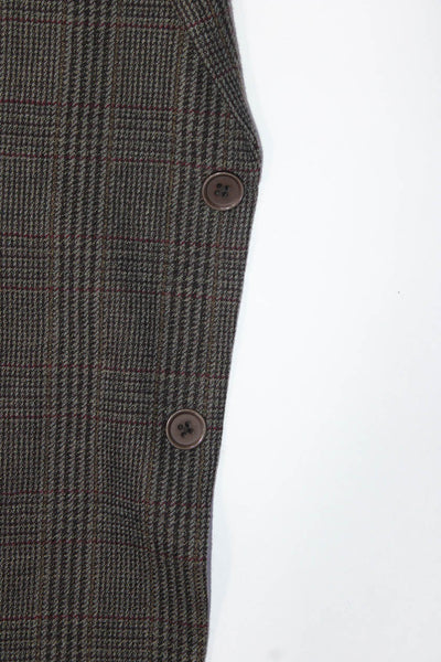 Woolrich Mens Plaid Two Button Blazer  Brown Wool Size 42 Regular