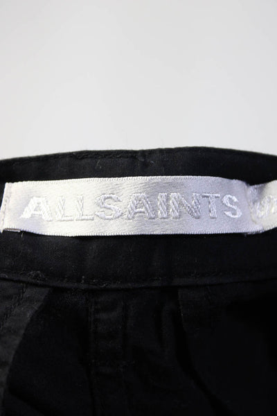 Allsaints Womens Cropped Tie Leg Pants Black Cotton Size Small
