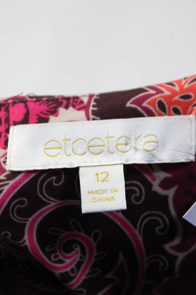 Etcetera Womens Scoop Neck Paisley 3/4 Sleeve Sheath Dress Magenta Size 12
