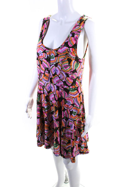 Free People Womens Butterfly Sleeveless A Line Dress Orange Pink Brown Large