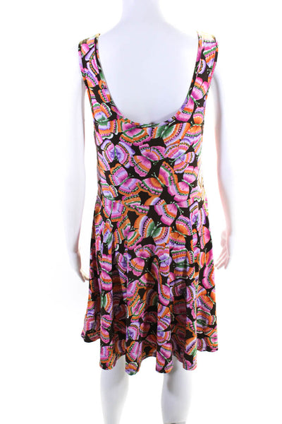 Free People Womens Butterfly Sleeveless A Line Dress Orange Pink Brown Large