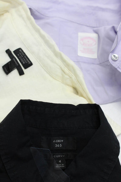 J Crew Brooks Brothers Womens Button Down Shirts White Black Lavender Size 4 Lot