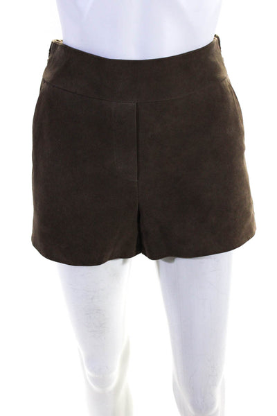 Intermix Women's Zip Up Suede Tie Mini Shorts Brown Size S