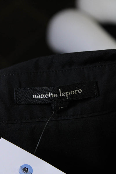 Nanette Lepore Women's Short Sleeve Button Down Wrap Dress Black Size 12