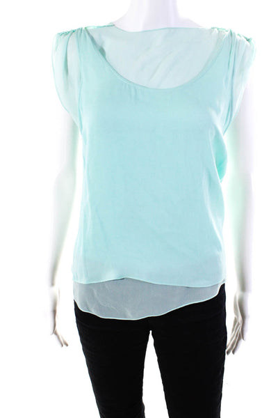 Alice + Olivia Womens Chiffon Overlay Scoop Neck Tank Top Blouse Mint Size S