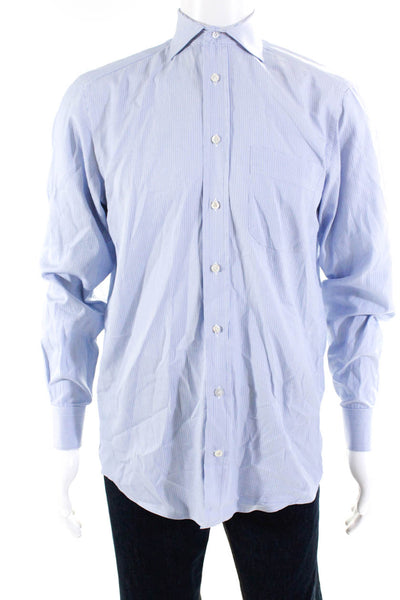 Riley Mens Long Sleeve Pinstripe Collared Button Down Shirt Blue One Size