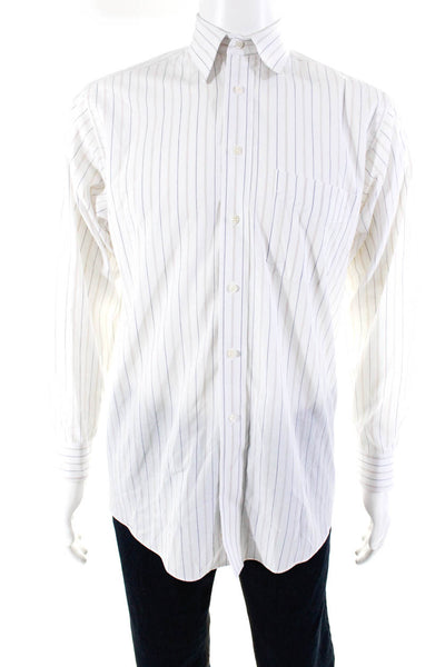 Riley Mens Single Pocket Striped Button Down Shirt White One Size Fits All