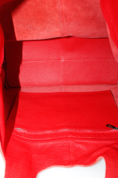 Bottega Veneta Pebbled Leather Cervo Suede Lined Double Strap Large Tote Handbag