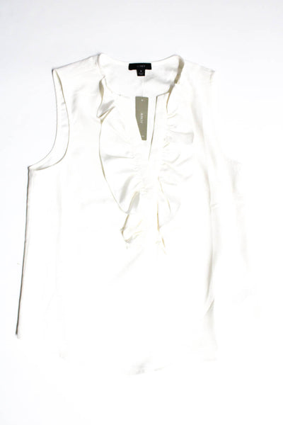 J Crew  Women's Sleeveless Ruffle Silk Tank Top Blouse White Size S Lot 2