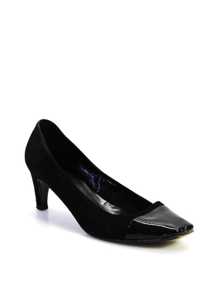 Prada Women's Suede Mid Heel Square Toe Casual Pumps Black Size 37