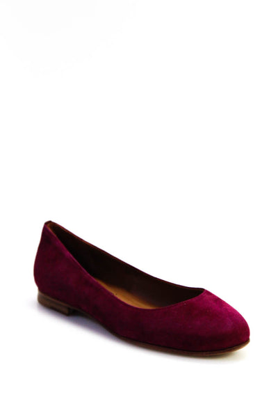 Margaux Women's Suede Round Toe Slip On Ballet Flats Purple Size 36
