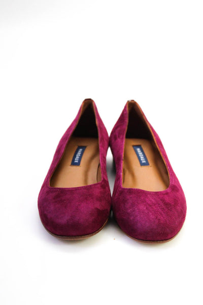 Margaux Women's Suede Round Toe Slip On Ballet Flats Purple Size 36