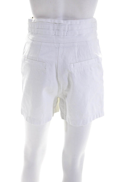RtA Womens Pleated Zippered High Rise Denim Paperbag Mini Shorts White Size 25