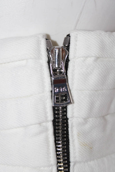 RtA Womens Pleated Zippered High Rise Denim Paperbag Mini Shorts White Size 25
